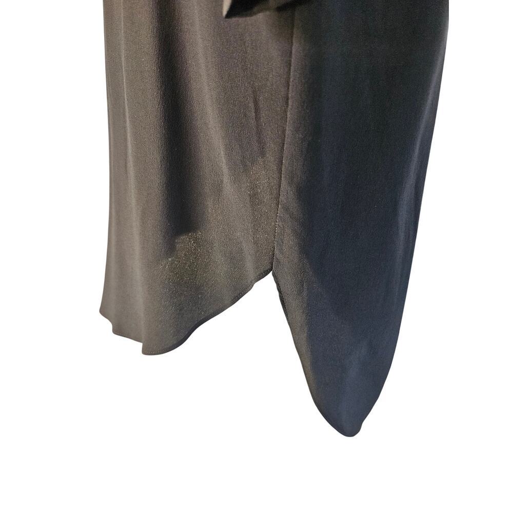 COS Black Sheath Dress Sz 8 100% Silk Keyhole back Asymmetrical hem Semi Sheer - Picture 9 of 11